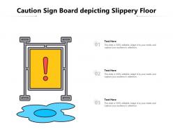 Caution sign board depicting slippery floor