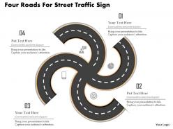 Cb four roads for street traffic sign powerpoint template