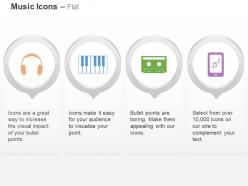 Cb headphone piano cassette listening music ppt icons graphics