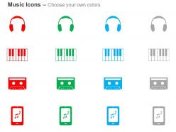 Cb headphone piano cassette listening music ppt icons graphics