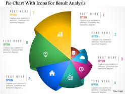Cb pie chart with icons for result analysis powerpoint template