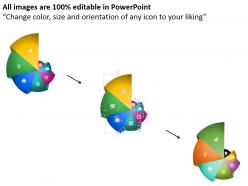 Cb pie chart with icons for result analysis powerpoint template
