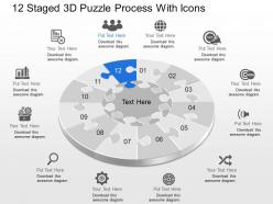 Cc 12 staged 3d puzzle process with icons powerpoint template