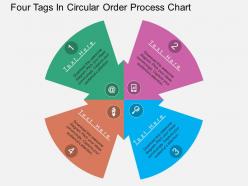 Cc four tags in circular order process chart flat powerpoint design
