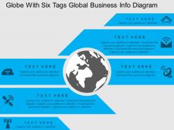 Cc globe with six tags global business info diagram flat powerpoint design