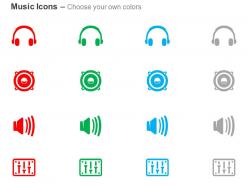 Cc headphone speakers megaphone volume buttons ppt icons graphics