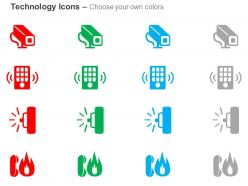 Cctv camera wifi fire symbol ppt icons graphics