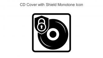 CD Cover With Shield Monotone Icon In Powerpoint Pptx Png And Editable Eps Format