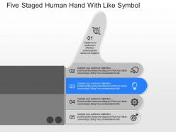 Cd five staged human hand with like symbol powerpoint template