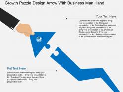 Cd growth puzzle design arrow with business man hand flat powerpoint design