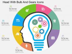 Cd head with bulb and gears icons flat powerpoint design