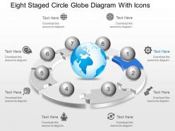 Ce eight staged circle globe diagram with icons powerpoint template