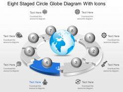 Ce eight staged circle globe diagram with icons powerpoint template