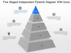ce Five Staged Independent Pyramid Diagram With Icons Powerpoint Template