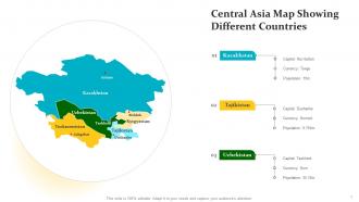 Central Asia Map Showing Different Countries
