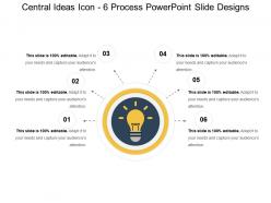 Central ideas icon 6 process powerpoint slide designs