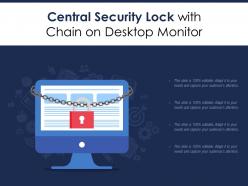 Central security lock with chain on desktop monitor