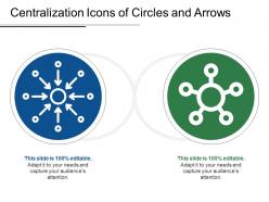 Centralization icons of circles and arrows