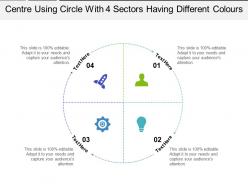Centre using circle with 4 sectors having different colours