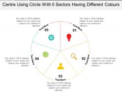 Centre using circle with 5 sectors having different colours