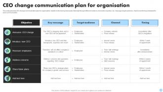 CEO Change Communication Plan For Organisation