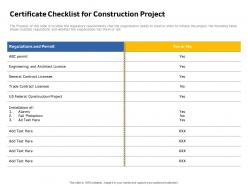 Certificate checklist for construction project us federal construction ppt slides