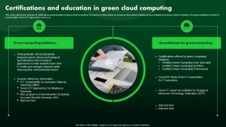 Certifications And Education In Green Cloud Computing Green IT