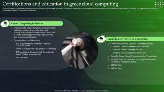 Certifications And Education In Green Cloud Computing Ppt Powerpoint Presentation File Deck