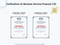 Certifications For Business Services Proposal Ppt Powerpoint Presentation Pictures