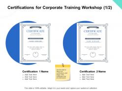 Certifications for corporate training workshop ppt powerpoint presentation slides