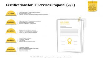 Certifications for it services proposal outcome ppt demonstration
