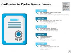 Certifications for pipeline operator proposal ppt powerpoint presentation visual aids slides