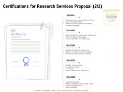 Certifications for research services proposal cost ppt powerpoint file