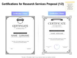 Certifications For Research Services Proposal Winner Ppt Powerpoint Skills