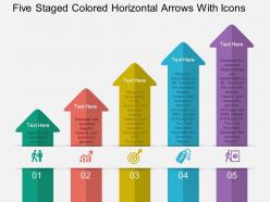 Cf five staged colored horizontal arrows with icons flat powerpoint design