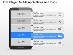 Cf five staged mobile applications and icons powerpoint template
