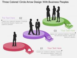 Cg three colored circle arrow design with business peoples flat powerpoint design