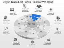 Ch eleven staged 3d puzzle process with icons powerpoint template