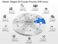 Ch eleven staged 3d puzzle process with icons powerpoint template