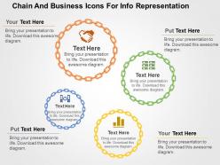Chain and business icons for info representation flat powerpoint design