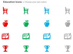 Chair apple book trophy ppt icons graphics