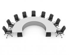 Chairs in semi circles stock photo