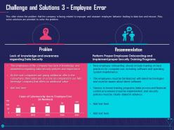 Challenge and solutions 3 employee error overcome challenge cyber security healthcare ppt tips