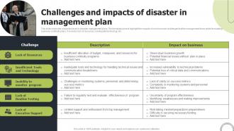Challenges And Impacts Of Disaster In Management Plan