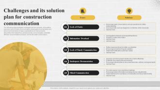 Challenges And Its Solution Plan For Construction Communication