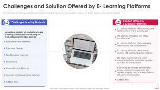 Challenges And Solution Offered By Online Learning Platform Pitch Deck