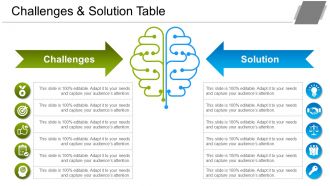 challenges and solution table powerpoint graphics Slide01