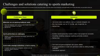 Challenges And Solutions Catering To Sports Marketing Comprehensive Guide To Sports