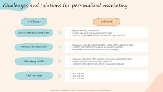Challenges And Solutions For Personalized Marketing Formulating Customized Marketing Strategic Plan