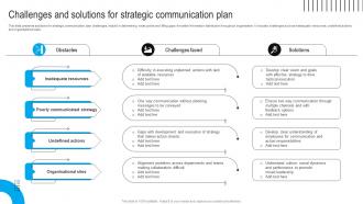 Challenges And Solutions For Strategic Communication Plan